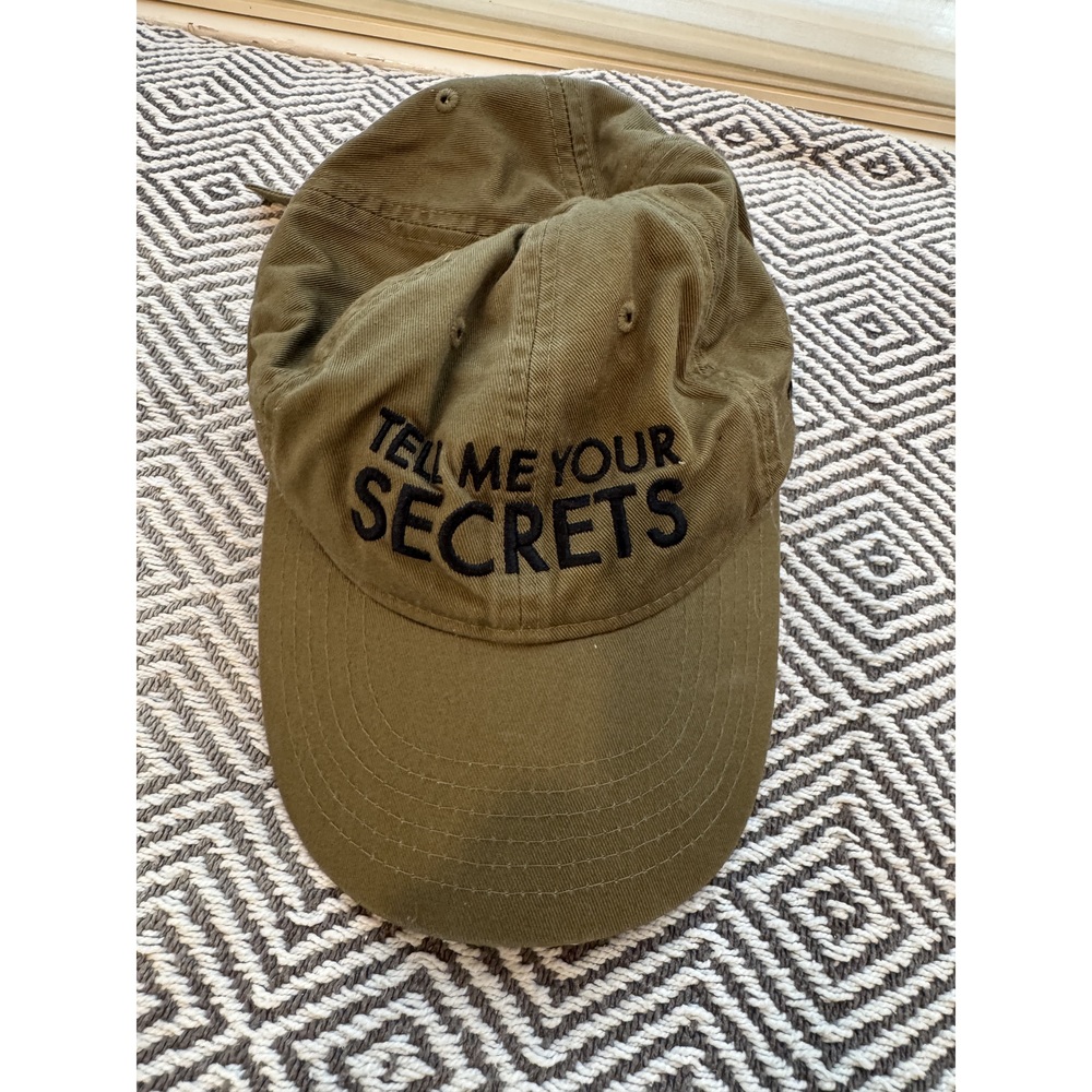 Econscious Olive Green Baseball Cap with Tell Me Your Secrets Embroidery